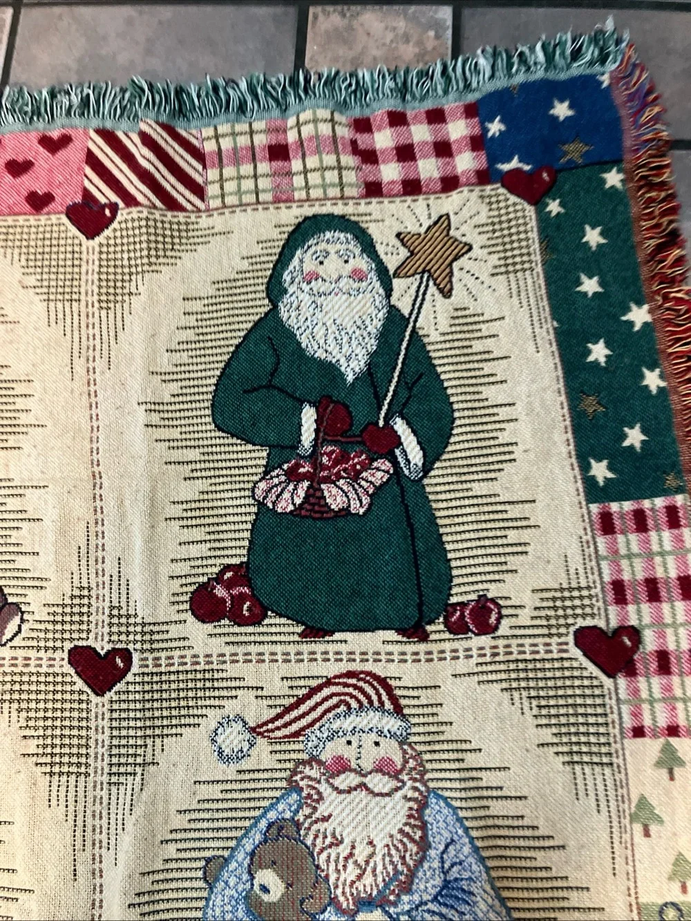 O. S. Buck Baldwin Holiday Santa Patchwork Throw Blanket - Multi